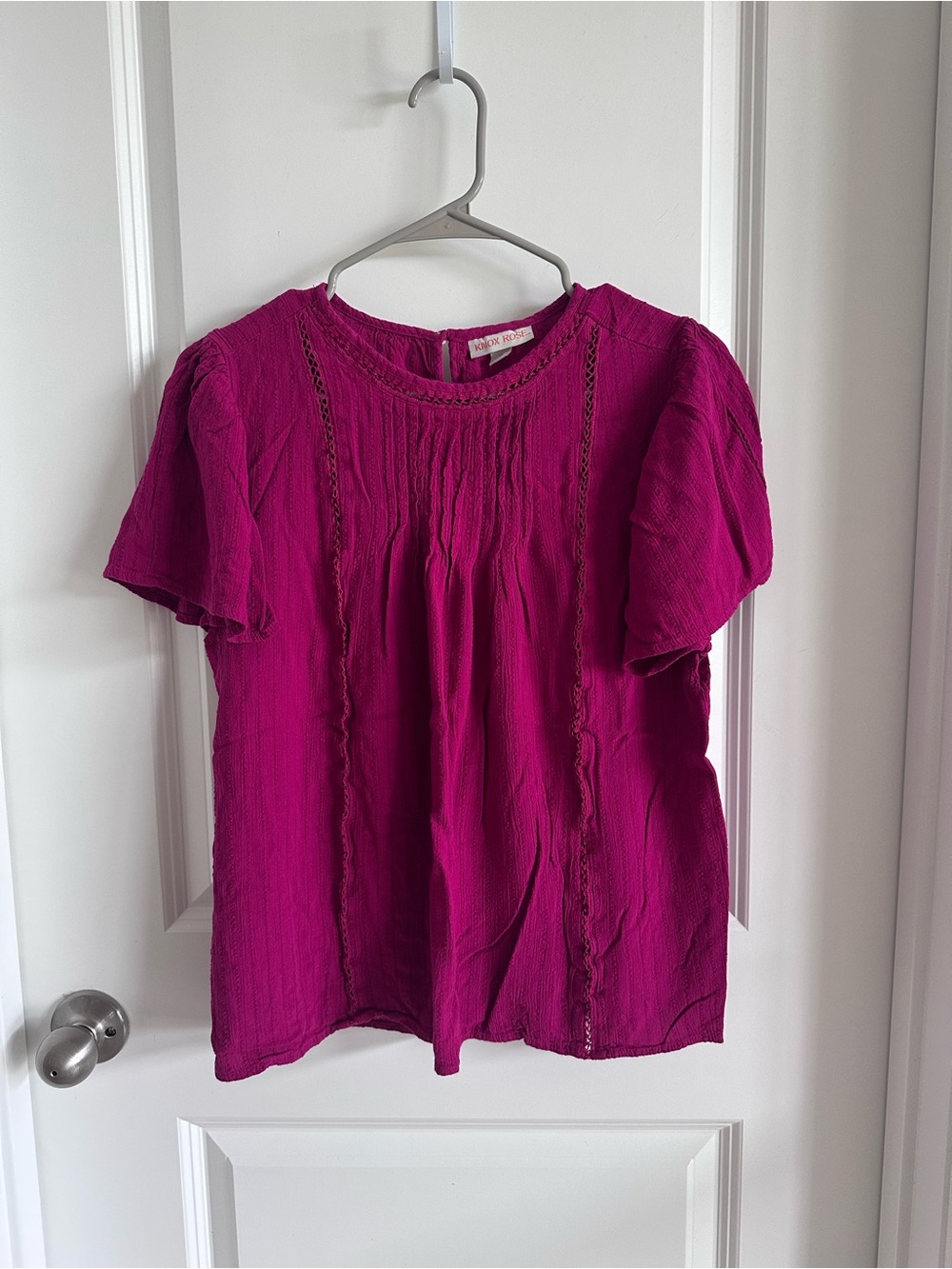 Knox Rose Fuchsia Short-Sleeve Pintuck Blouse